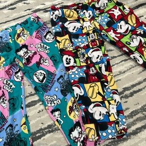 Disney Mickey 2 bundle Betty Boop Fleece Pajama pants size 16-18 vintage